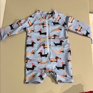 Janie and Jack Dachshund Print Baby Swim Rashguard One Piece